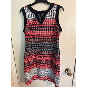 ILE New York Dress Sleeveless V‎ Neck Geometric Print Casual Dress Size 12